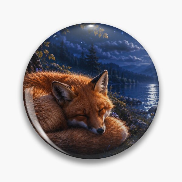 Item preview, Sleeping Red Fox Moonlit Forest Night designed and sold by YogiCodeLab.