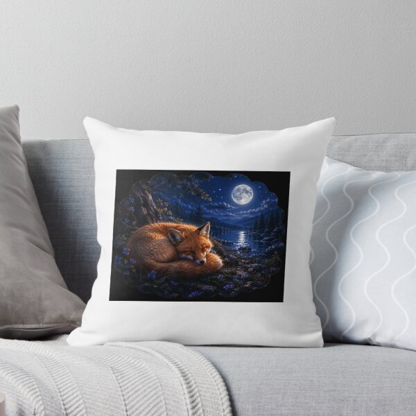 Item preview, Sleeping Red Fox Moonlit Forest Night designed and sold by YogiCodeLab.