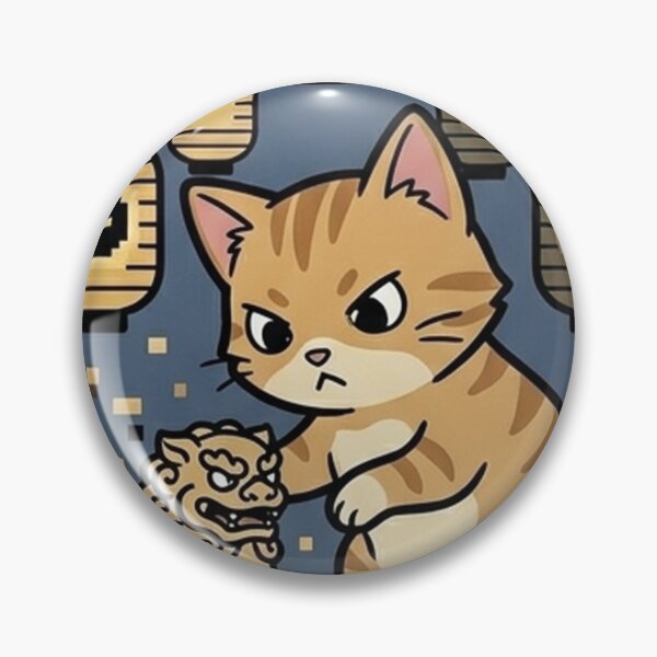 Item preview, Instinct 404 (本能404) - Retro Japan Shisa Glitch Cat Sticker designed and sold by Japan-kanji-ya.