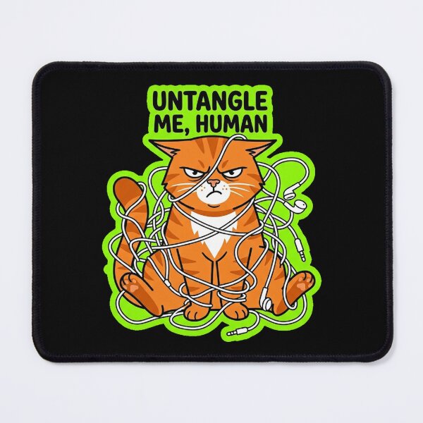 Item preview, Untangle Me Human Funny Cat Tangled Earphones designed and sold by Cat Meme Fund.