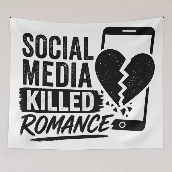Item preview, Social Media Killed Romance – Funny Sad Love Quote Design designed and sold by CreativeNest Prints.