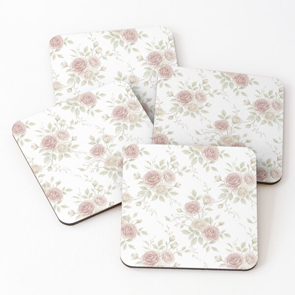 Item preview, Vintage Pink and White Roses on Black designed and sold by Opal Aura .