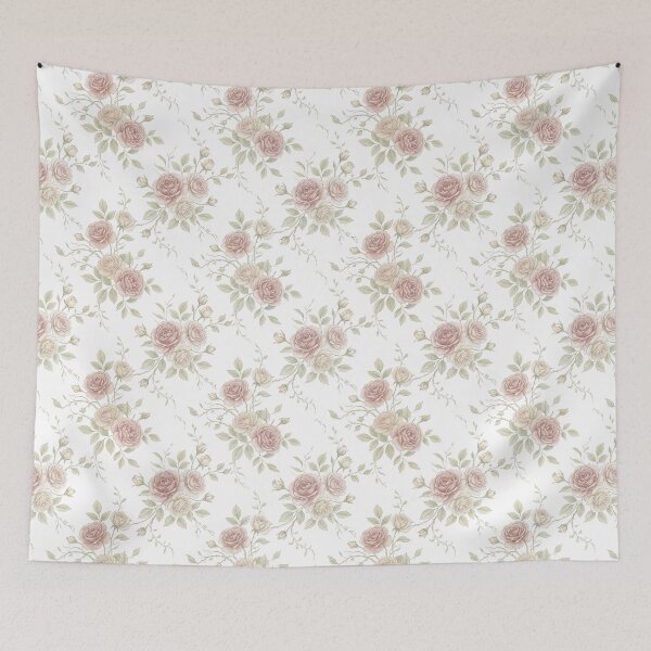 Item preview, Vintage Pink and White Roses on Black designed and sold by Opal Aura .