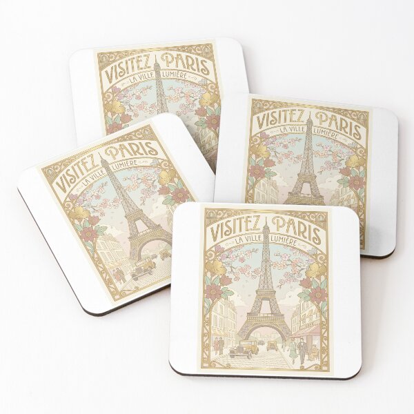 Item preview, Vintage Paris Travel Poster Art Nouveau Eiffel Tower Floral French Wall Art designed and sold by EvrgreenShop.