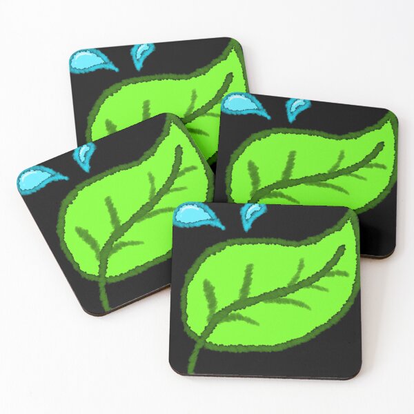 Item preview, Chalk Style Green Leaf with Water Droplets designed and sold by FruitMeadow.