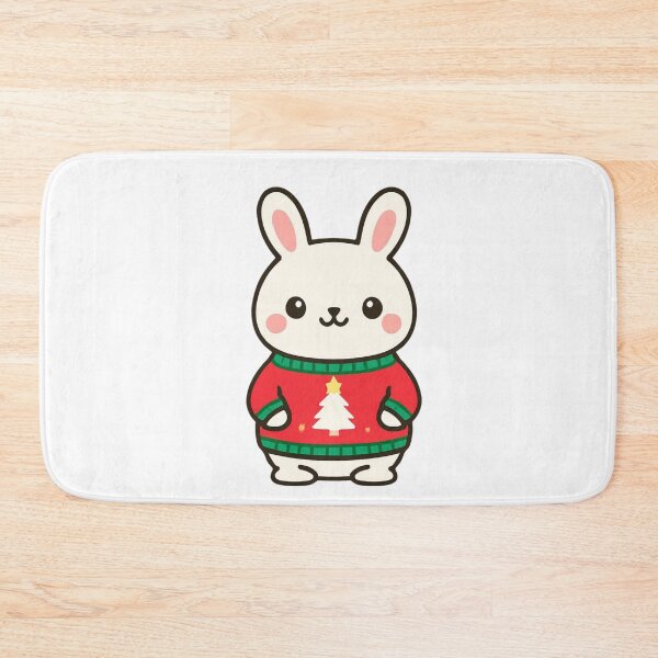 Item preview, Cozy Holiday Bunny - Christmas Kawaii Sticker designed and sold by foryouandyours.