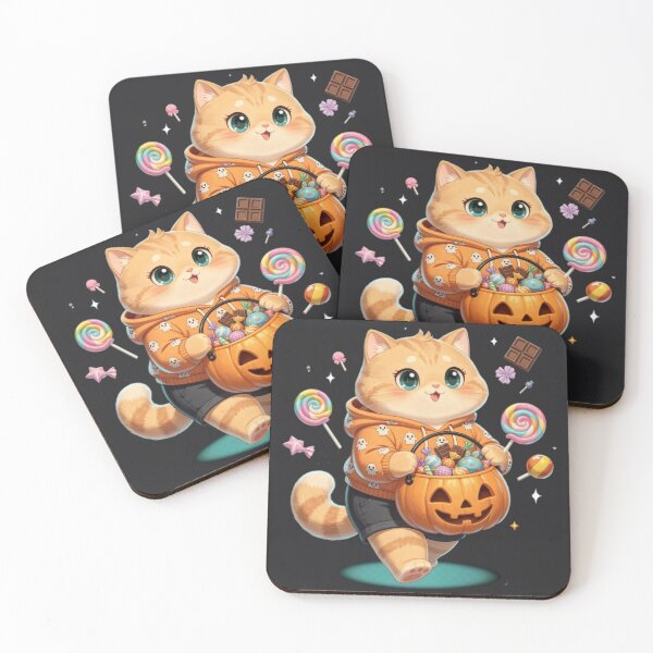 Item preview, Cute Ginger Cat Halloween Pumpkin Candy designed and sold by Moody Vibes Studio.