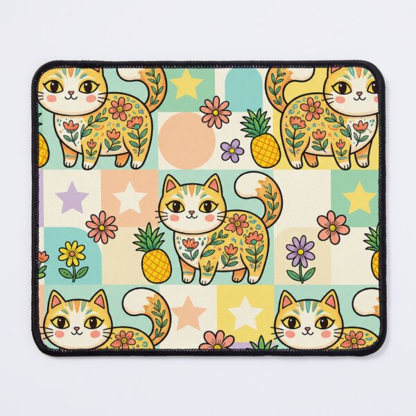 Item preview, Cute Tropical Cat Pattern with Pineapples and Flowers designed and sold by Iampoji.