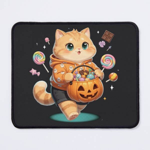 Item preview, Cute Ginger Cat Halloween Pumpkin Candy designed and sold by Moody Vibes Studio.