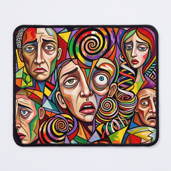 Item preview, Vibrant Expressionist Portrait of Many Faces - Multi Face Portrait designed and sold by QQQueen.