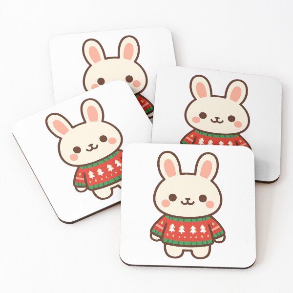 Item preview, Cozy Holiday Bunny - Christmas Kawaii Sticker designed and sold by foryouandyours.