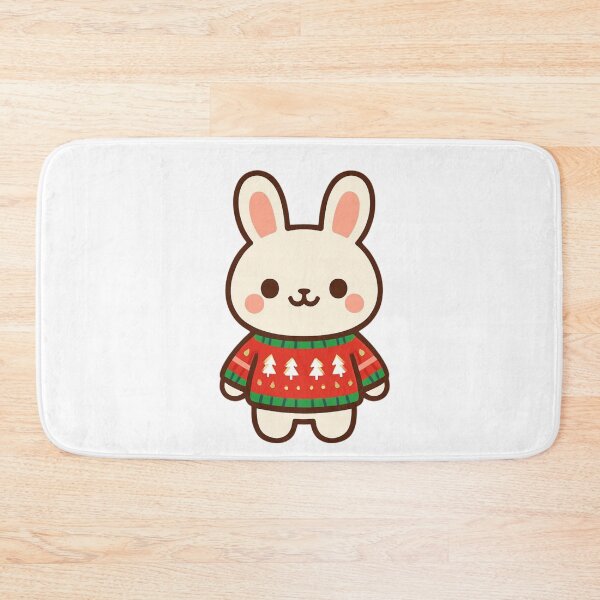Item preview, Cozy Holiday Bunny - Christmas Kawaii Sticker designed and sold by foryouandyours.