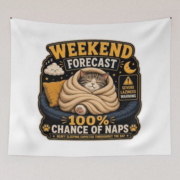 Item preview, Weekend Forecast: 100% Chance of Naps Cat Lover Design designed and sold by Shabrinox.