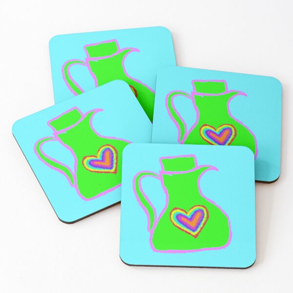 Item preview, Bright Green Pitcher with Colorful Rainbow Heart designed and sold by FruitMeadow.