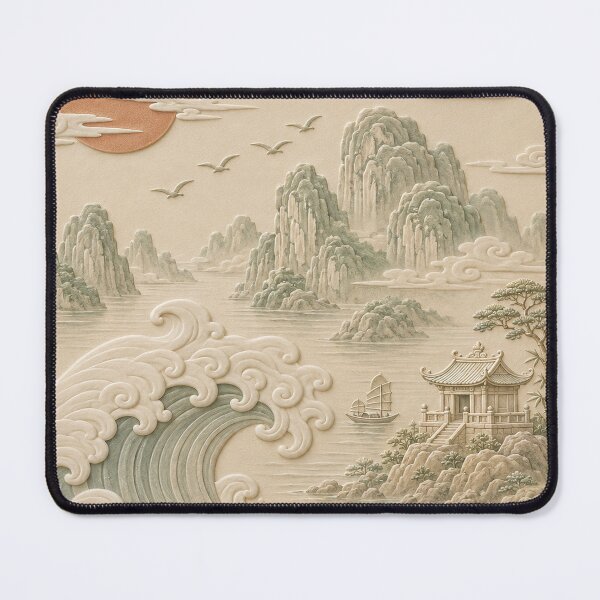 Item preview, Vietnam Coastal Relief Art Print | Ha Long Bay Inspired Ocean Landscape | Asian Seascape Wall Art designed and sold by TheSlowShore.