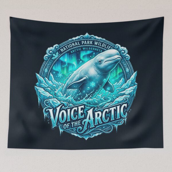 Item preview, Voice Of The Arctic Beluga Whale National Park Wildlife Retro Badge designed and sold by MT-Hub | Cute Aesthetic Art, Stickers & Phone Cases.