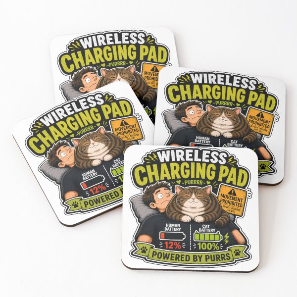 Item preview, Wireless Charging Pad Cat Shirt – Powered by Purrs Funny Cat Lover Design designed and sold by Shabrinox.