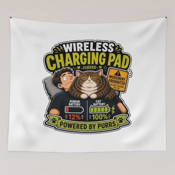 Item preview, Wireless Charging Pad Cat Shirt – Powered by Purrs Funny Cat Lover Design designed and sold by Shabrinox.