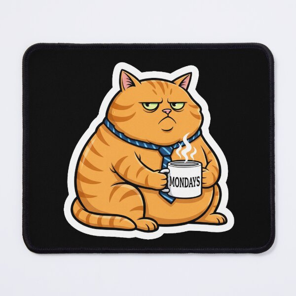 Item preview, Grumpy Corporate Cat Hate Mondays Coffee Mug Sticker designed and sold by Cat Meme Fund.