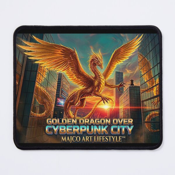 Item preview, Golden Dragon Over Cyberpunk City Metropolis designed and sold by MAJCO-ART.