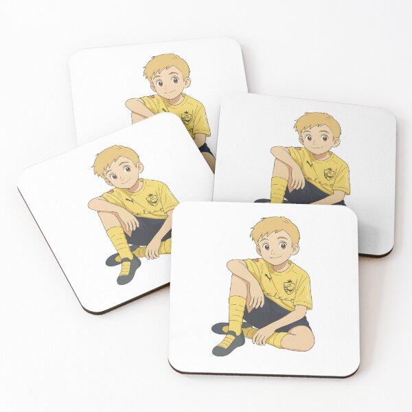 Item preview, Acheerful anie boy a yellow soccer outfit sits smiling designed and sold by NorenDavio.