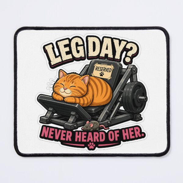 Item preview, Leg Day? Never Heard of Her Funny Cat Gym Workout Design designed and sold by Shabrinox.