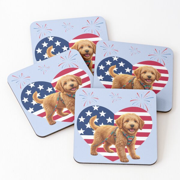 Item preview, Patriotic Pup Livvy with heart flag designed and sold by Doodles Down South.