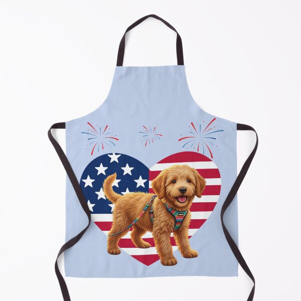 Item preview, Patriotic Pup Livvy with heart flag designed and sold by Doodles Down South.