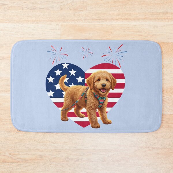 Item preview, Patriotic Pup Livvy with heart flag designed and sold by Doodles Down South.