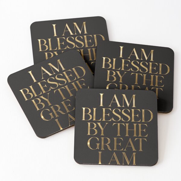 Item preview, "I AM BLESSED BY THE GREAT I AM" – a bold, elegant Christian affirmation design. designed and sold by KINGDOM GOLD STUDIO.