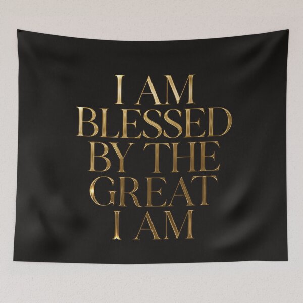 Item preview, "I AM BLESSED BY THE GREAT I AM" – a bold, elegant Christian affirmation design. designed and sold by KINGDOM GOLD STUDIO.