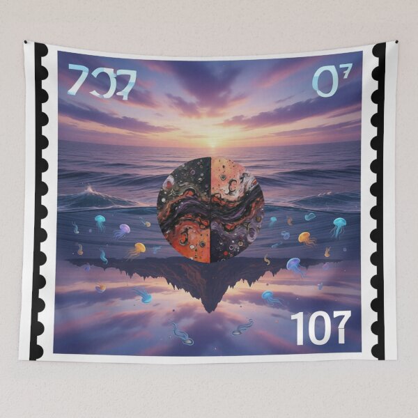 Item preview, cosmic waves sky ocean stamp colorful geometric abstract design designed and sold by SmashingDeals.