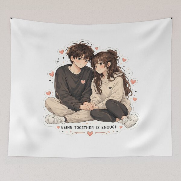 Item preview, Being Together Is Enough | Cute Anime Couple Love Sticker designed and sold by dreamz-world.
