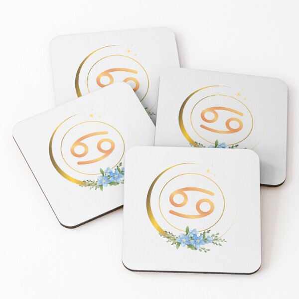 Item preview, Cancer Zodiac Sign with Forget-Me-Nots and Golden Moon designed and sold by MadeByMira.