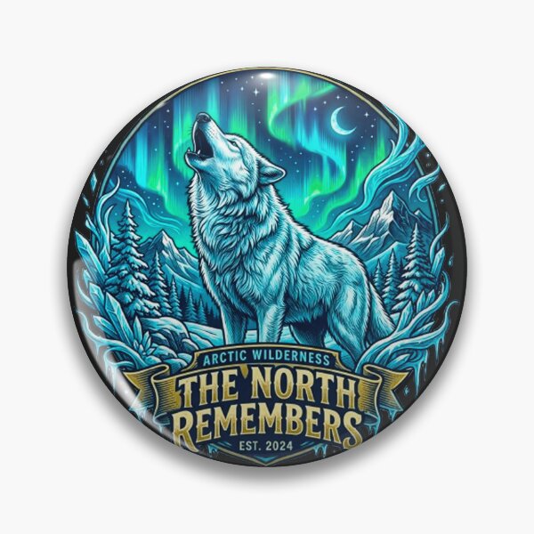 Item preview, The North Remembers Howling White Wolf Vintage Arctic Wilderness Retro Badge designed and sold by MT-Hub | Cute Aesthetic Art, Stickers & Phone Cases.