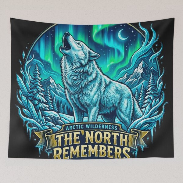 Item preview, The North Remembers Howling White Wolf Vintage Arctic Wilderness Retro Badge designed and sold by MT-Hub | Cute Aesthetic Art, Stickers & Phone Cases.
