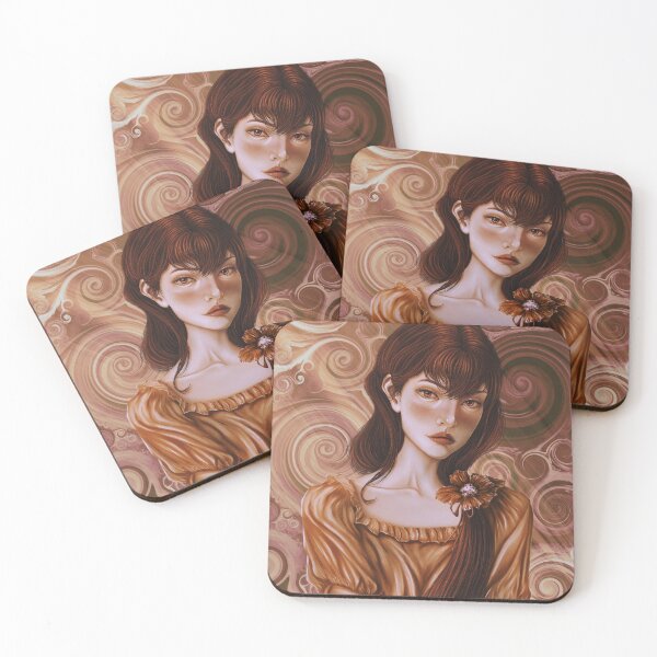 Item preview, Portrait of a beautiful woman with artistic spirals in the background designed and sold by Witseart.