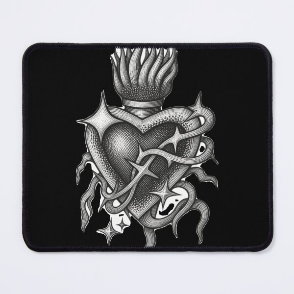 Item preview, Sacred Heart Black and White Dotwork Tattoo Art designed and sold by Ideniquo.