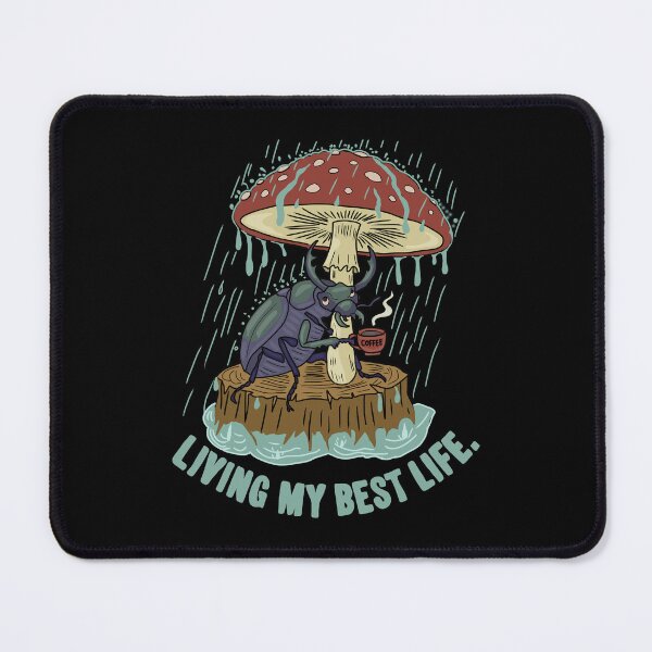 Item preview, Stag Beetle with Coffee under Mushroom Fly Agaric Folk Art Style designed and sold by LeshanArt.