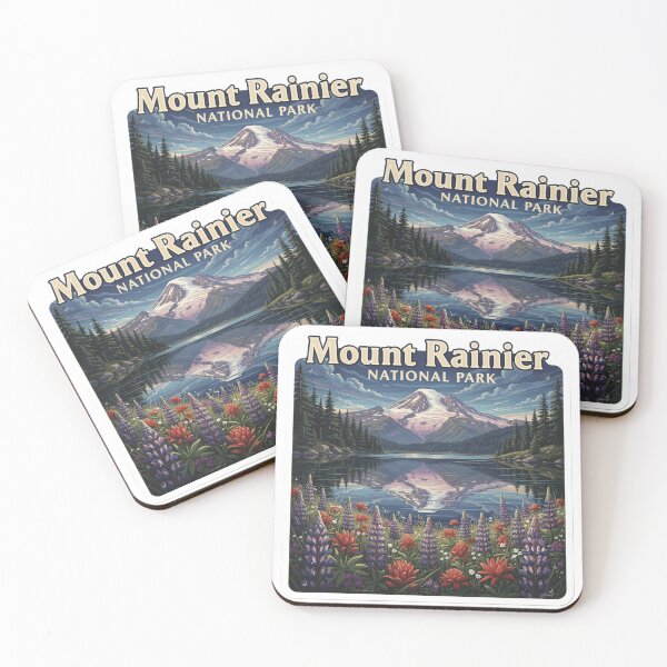 Artikelvorschau, Mount Rainier Nationalpark, Pazifischer Nordwesten, Washington, Sammlerstücke entworfen und verkauft von The Souvenir Dept..