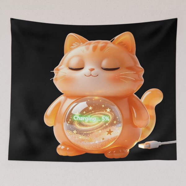 Item preview, Emerald Cat - Soul Recharging: Social Battery at 5% designed and sold by ABYSSLAB.