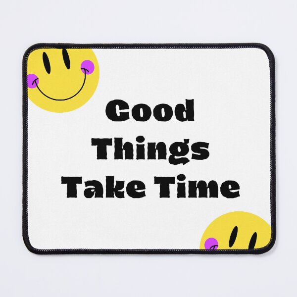 Item preview, Good Things Take Time Retro Smiley Face Positive Quote Design designed and sold by SmartMoneyMugs .