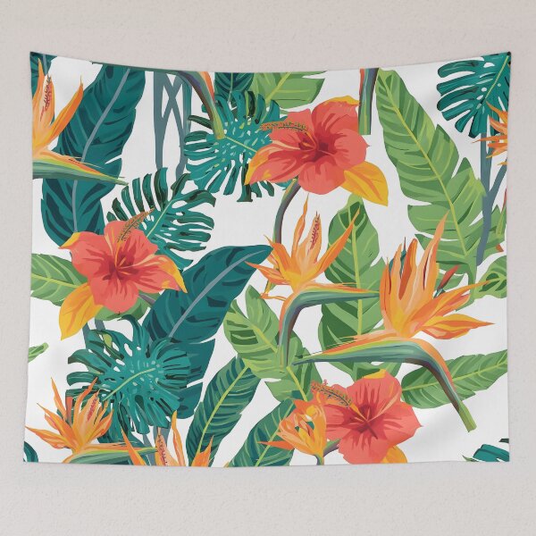 Item preview, Tropical Hibiscus and Paradise Flower Pattern designed and sold by Luna-Flow.