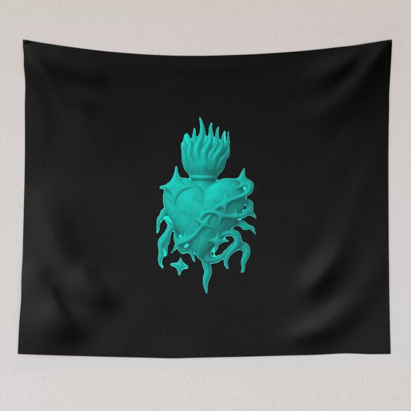 Item preview, Pastel Cyan Metallic Sacred Heart Y2K Design designed and sold by Ideniquo.