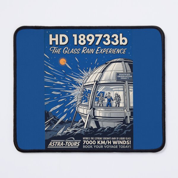 Item preview, HD 189733b Retro NASA Travel Poster Glass Rain Blue designed and sold by RetroRewind Studio.