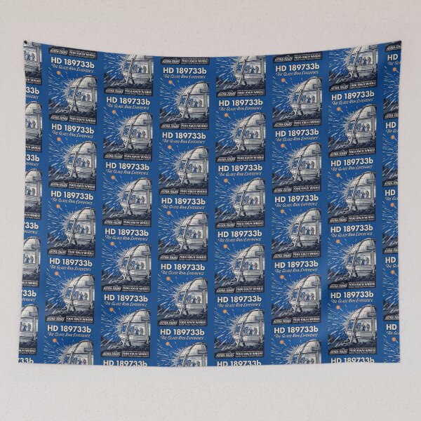 Item preview, HD 189733b Retro NASA Travel Poster Glass Rain Blue designed and sold by RetroRewind Studio.