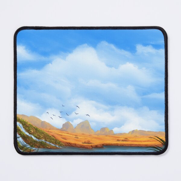Item preview, Desert river, tall grass and beautiful clouds designed and sold by Witseart.