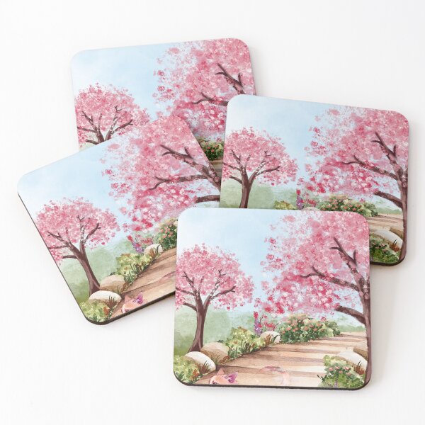 Item preview, Cherry Blossom Stroll | Cute Watercolor Cat Art designed and sold by UllassaStore.
