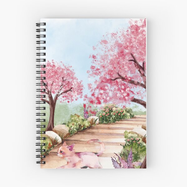 Item preview, Cherry Blossom Stroll | Cute Watercolor Cat Art designed and sold by UllassaStore.