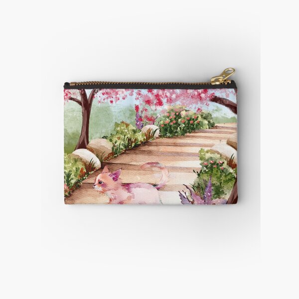 Item preview, Cherry Blossom Stroll | Cute Watercolor Cat Art designed and sold by UllassaStore.